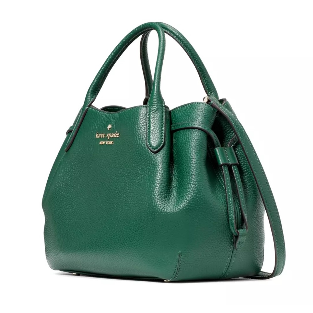 New Kate Spade Dumpling Small Satchel Pebble Leather Arugula - Picture 3 of 5